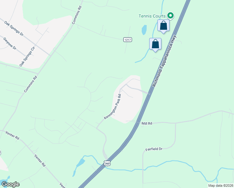 map of restaurants, bars, coffee shops, grocery stores, and more near 2157 Kennington Park Road in Aylett