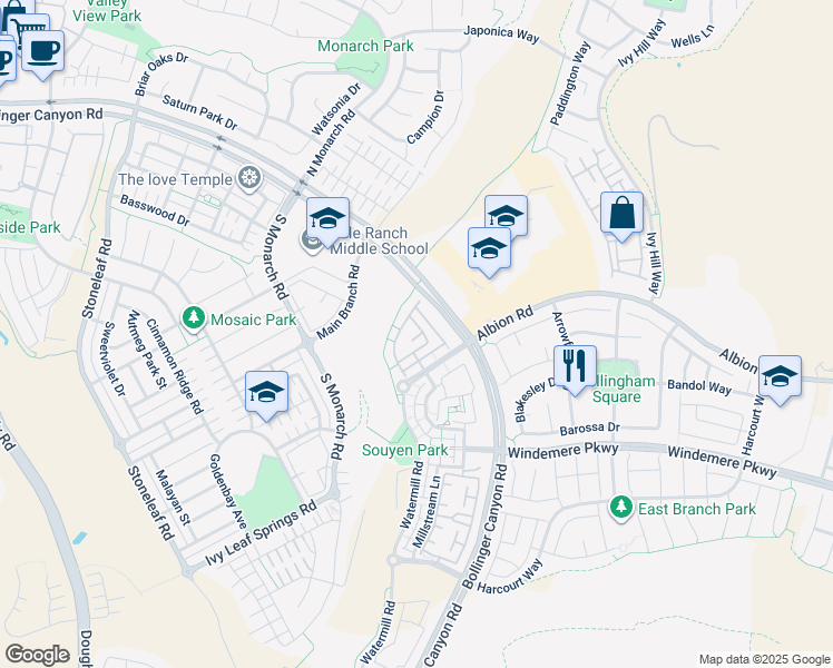 map of restaurants, bars, coffee shops, grocery stores, and more near 711 Joree Lane in San Ramon