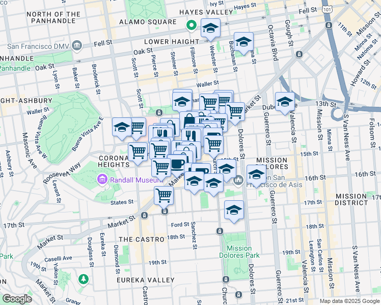 map of restaurants, bars, coffee shops, grocery stores, and more near in San Francisco