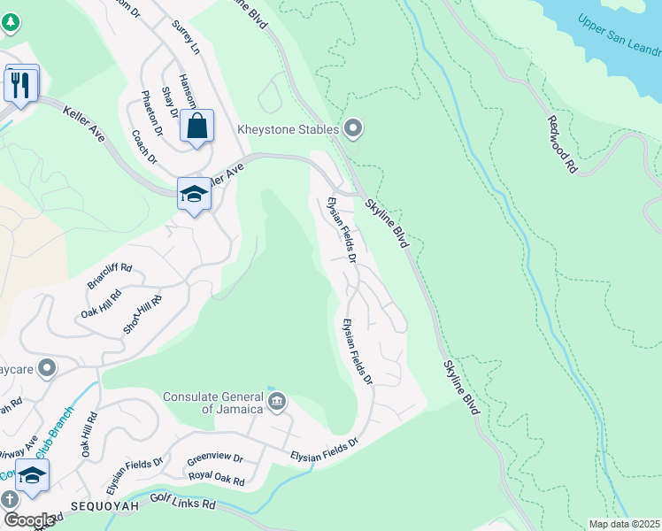 map of restaurants, bars, coffee shops, grocery stores, and more near 55 Turtle Creek Street in Oakland