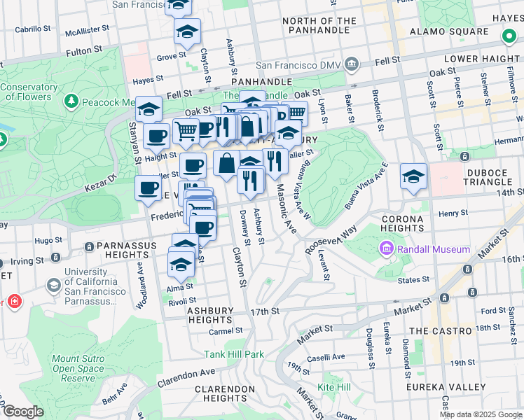 map of restaurants, bars, coffee shops, grocery stores, and more near in San Francisco