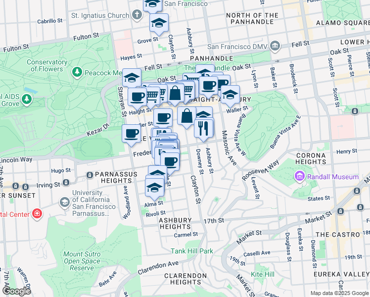 map of restaurants, bars, coffee shops, grocery stores, and more near in San Francisco