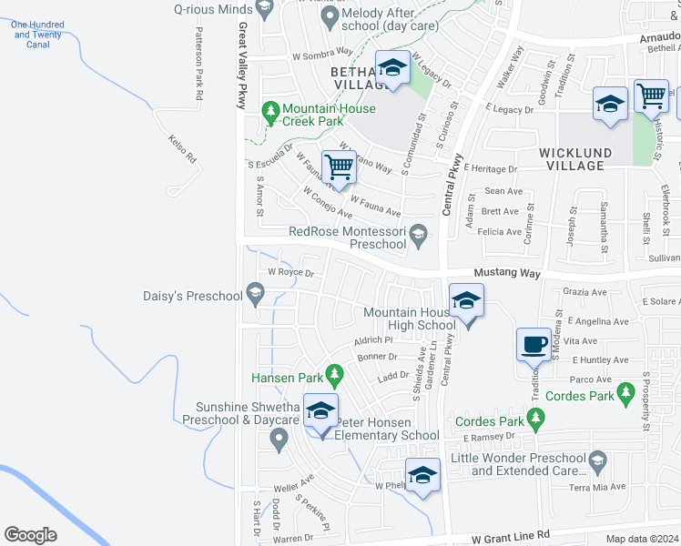 map of restaurants, bars, coffee shops, grocery stores, and more near 943 Fulton Street in Tracy