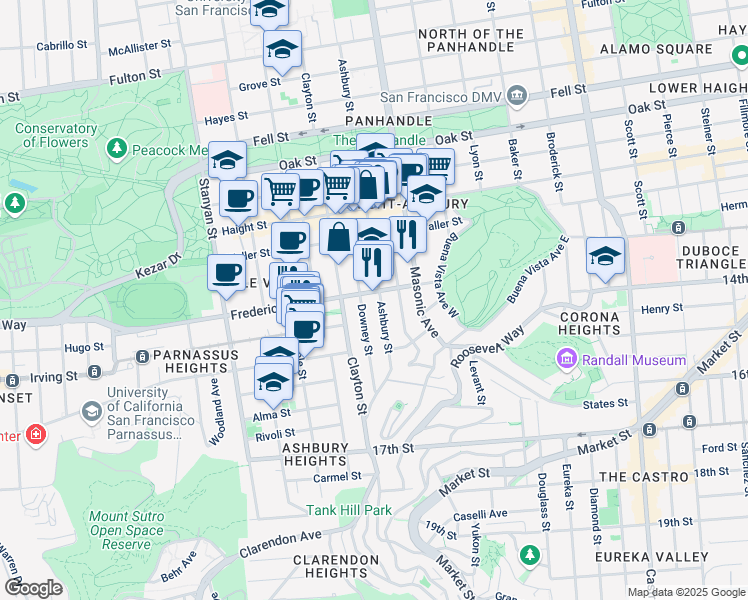 map of restaurants, bars, coffee shops, grocery stores, and more near in San Francisco