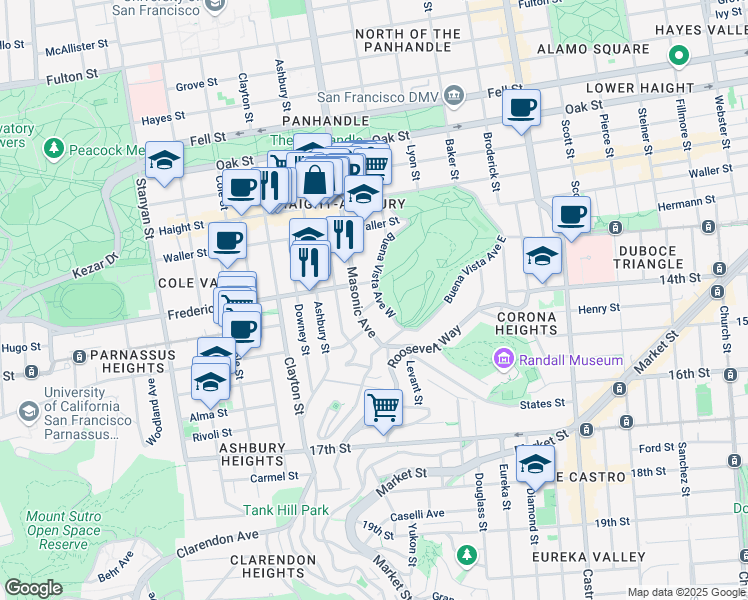 map of restaurants, bars, coffee shops, grocery stores, and more near 501 Java Street in San Francisco