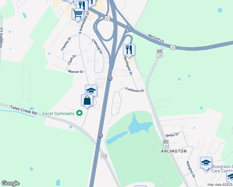 map of restaurants, bars, coffee shops, grocery stores, and more near 1673 Foxhaven Drive in Richmond
