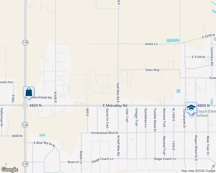 map of restaurants, bars, coffee shops, grocery stores, and more near East Remington Road in Enoch