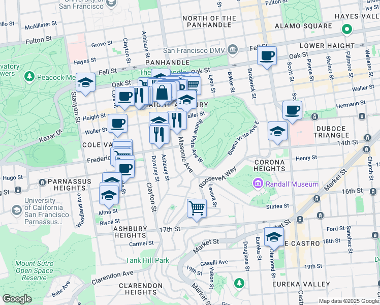 map of restaurants, bars, coffee shops, grocery stores, and more near 501 Java Street in San Francisco