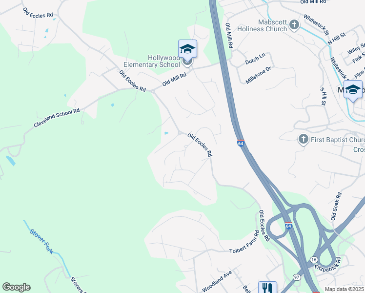 map of restaurants, bars, coffee shops, grocery stores, and more near 100-104 Randrick Drive in Beckley