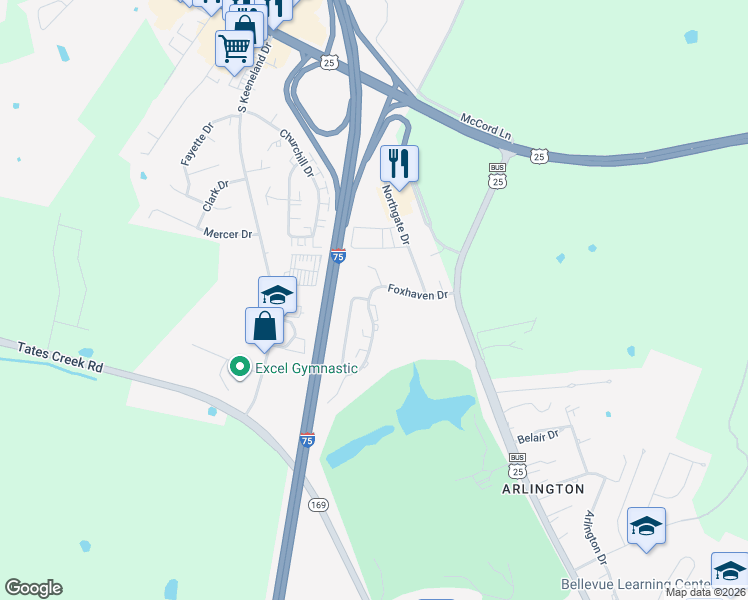 map of restaurants, bars, coffee shops, grocery stores, and more near 1635 Foxhaven Drive in Richmond