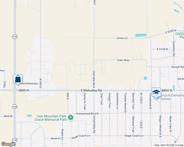 map of restaurants, bars, coffee shops, grocery stores, and more near West 970 North in Cedar City