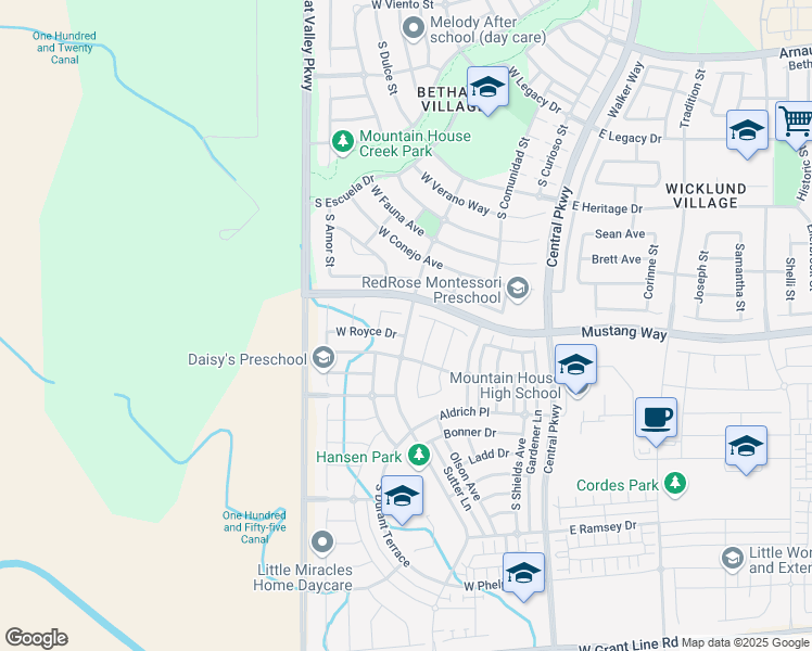 map of restaurants, bars, coffee shops, grocery stores, and more near 943 Fulton Street in Tracy
