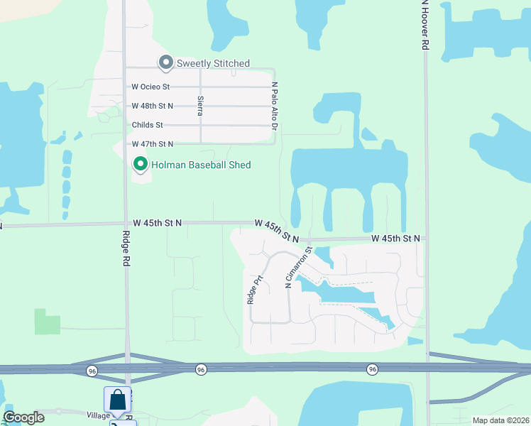 map of restaurants, bars, coffee shops, grocery stores, and more near 6416 West 45th Street North in Wichita