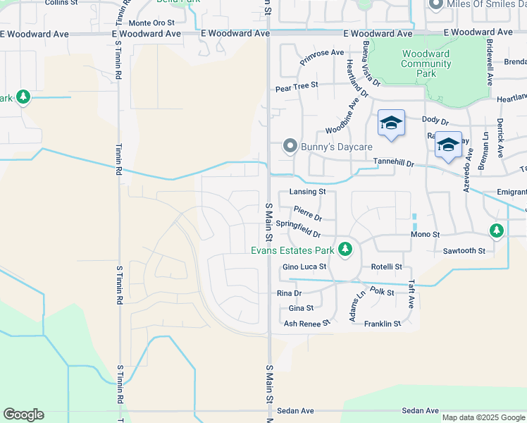 map of restaurants, bars, coffee shops, grocery stores, and more near 20883-21901 Manteca Road in Manteca