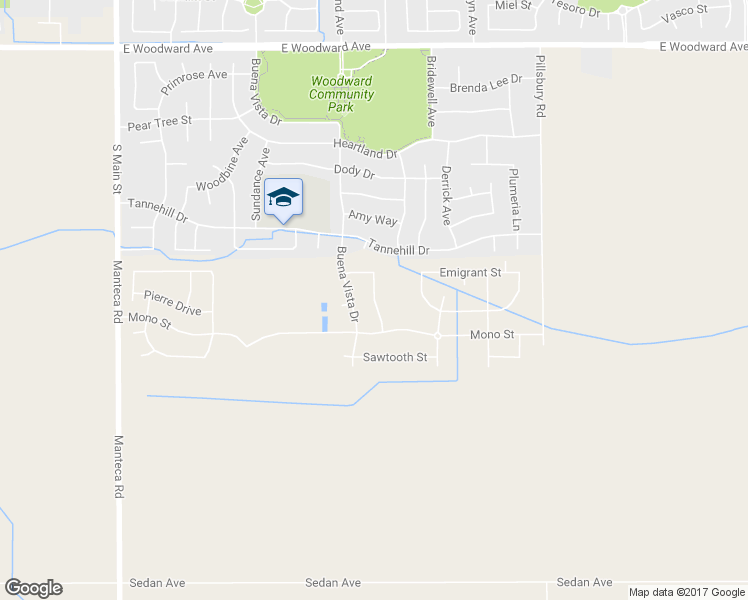 map of restaurants, bars, coffee shops, grocery stores, and more near 2356 Beardsley Avenue in Manteca