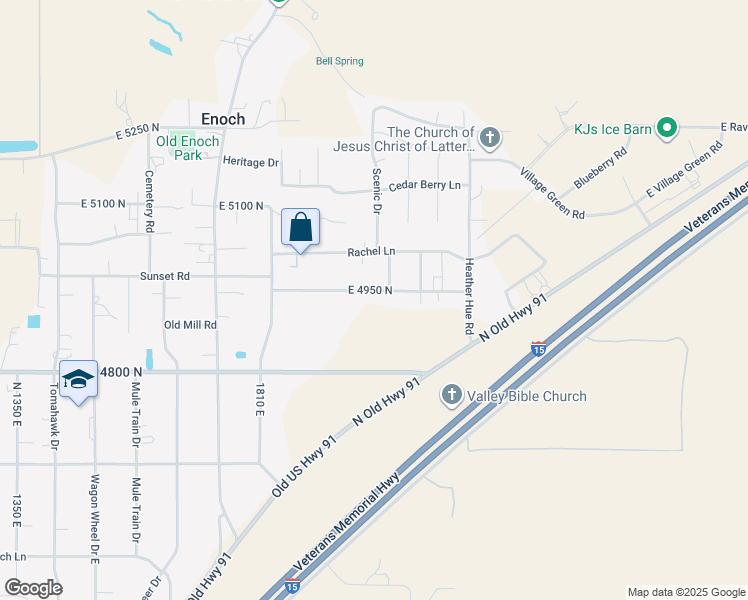 map of restaurants, bars, coffee shops, grocery stores, and more near 2026 Saddleback View Drive in Enoch