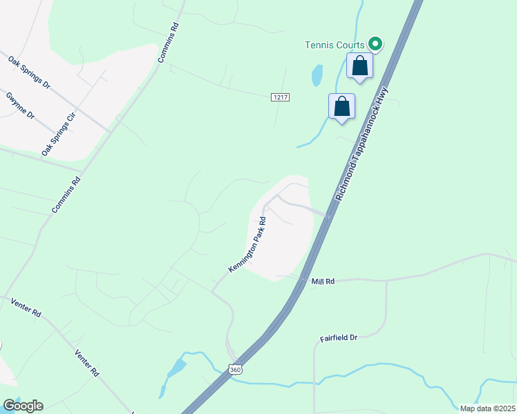 map of restaurants, bars, coffee shops, grocery stores, and more near 2157 Kennington Park Road in Aylett