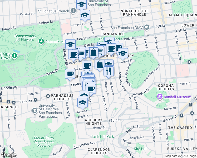map of restaurants, bars, coffee shops, grocery stores, and more near in San Francisco