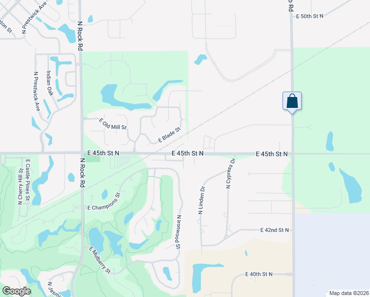 map of restaurants, bars, coffee shops, grocery stores, and more near 4614 North Ironwood Circle in Wichita