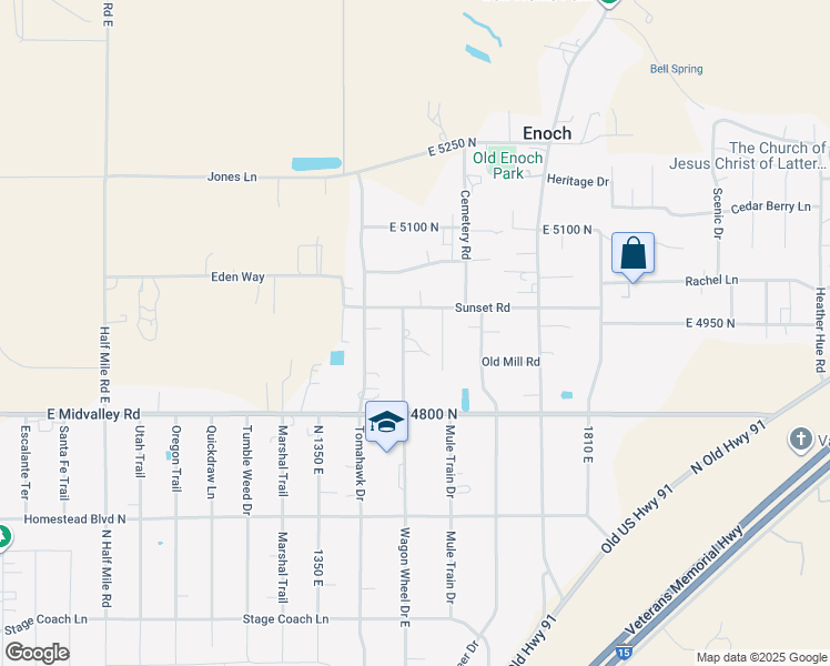 map of restaurants, bars, coffee shops, grocery stores, and more near 4946 Wagon Wheel Drive East in Enoch