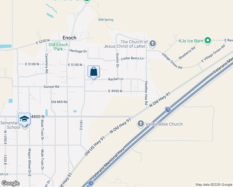 map of restaurants, bars, coffee shops, grocery stores, and more near 2026 Saddleback View Drive in Enoch