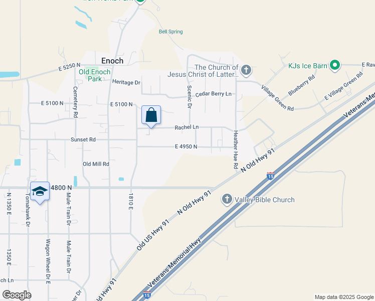 map of restaurants, bars, coffee shops, grocery stores, and more near 2026 Saddleback View Drive in Enoch