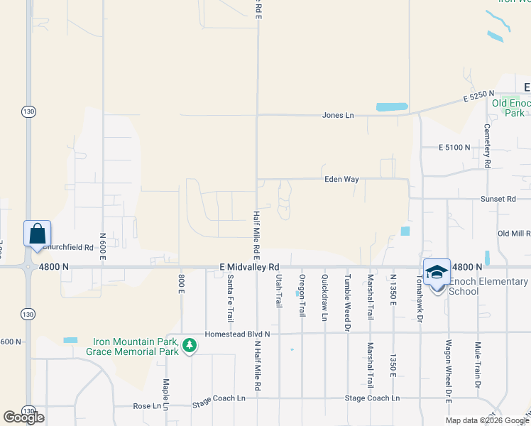 map of restaurants, bars, coffee shops, grocery stores, and more near 4928 North 1000 East in Cedar City