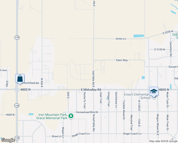 map of restaurants, bars, coffee shops, grocery stores, and more near 4928 North 1000 East in Cedar City