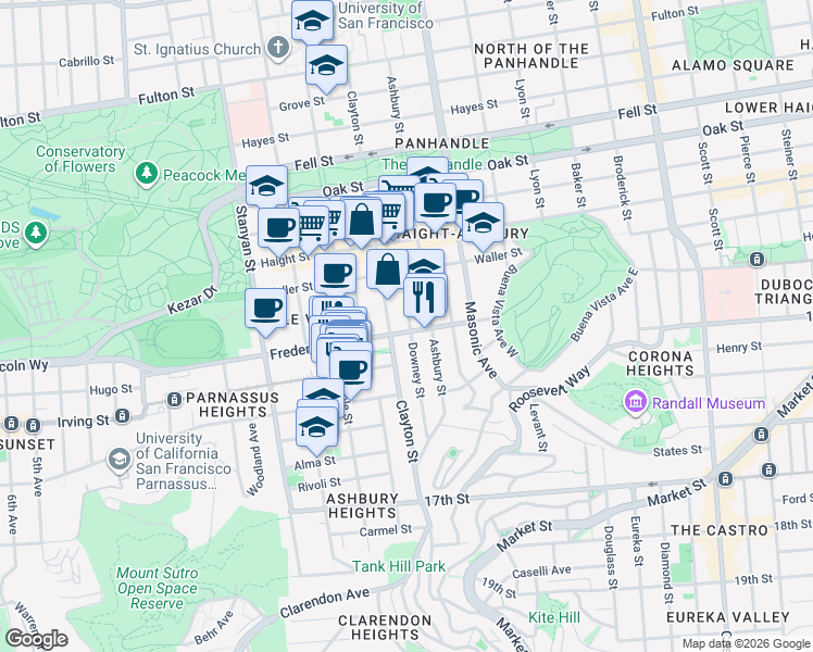 map of restaurants, bars, coffee shops, grocery stores, and more near in San Francisco