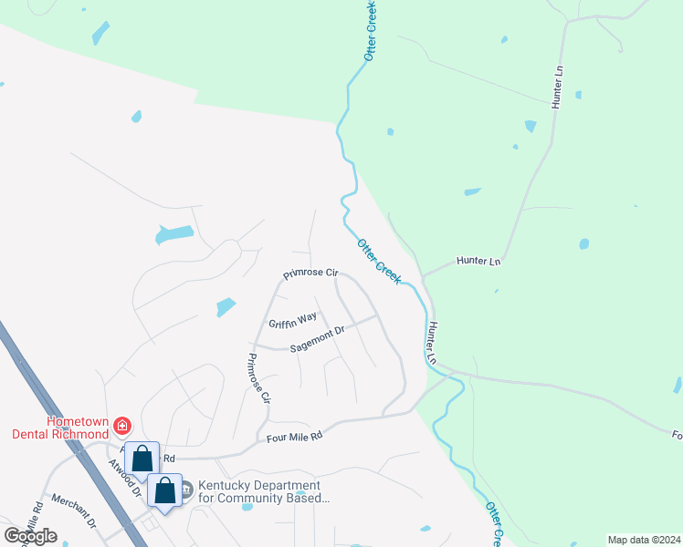 map of restaurants, bars, coffee shops, grocery stores, and more near 182 Primrose Circle in Richmond