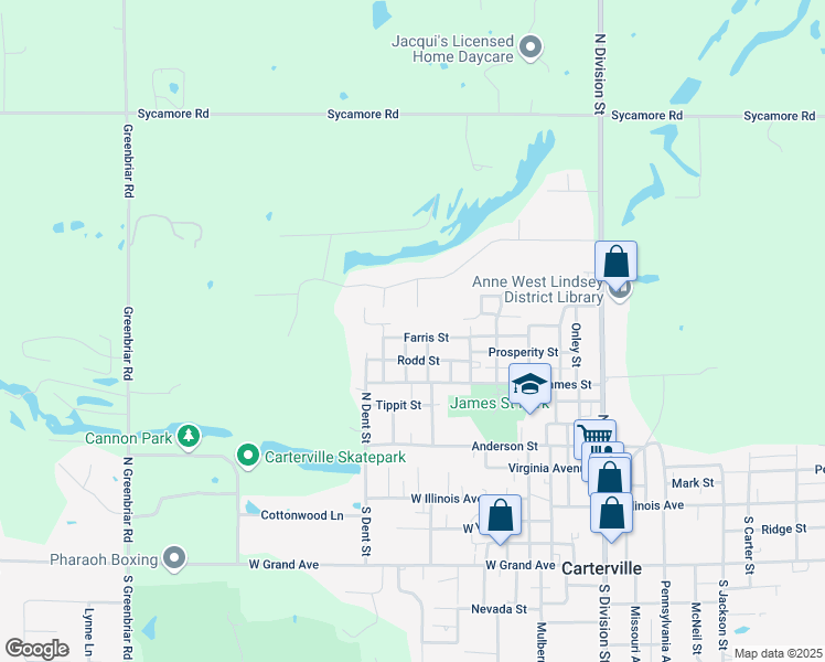 map of restaurants, bars, coffee shops, grocery stores, and more near 903 Farris Street in Carterville