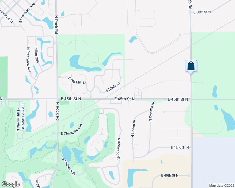 map of restaurants, bars, coffee shops, grocery stores, and more near 4613 North Ironwood Circle in Wichita
