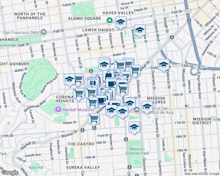 map of restaurants, bars, coffee shops, grocery stores, and more near in San Francisco