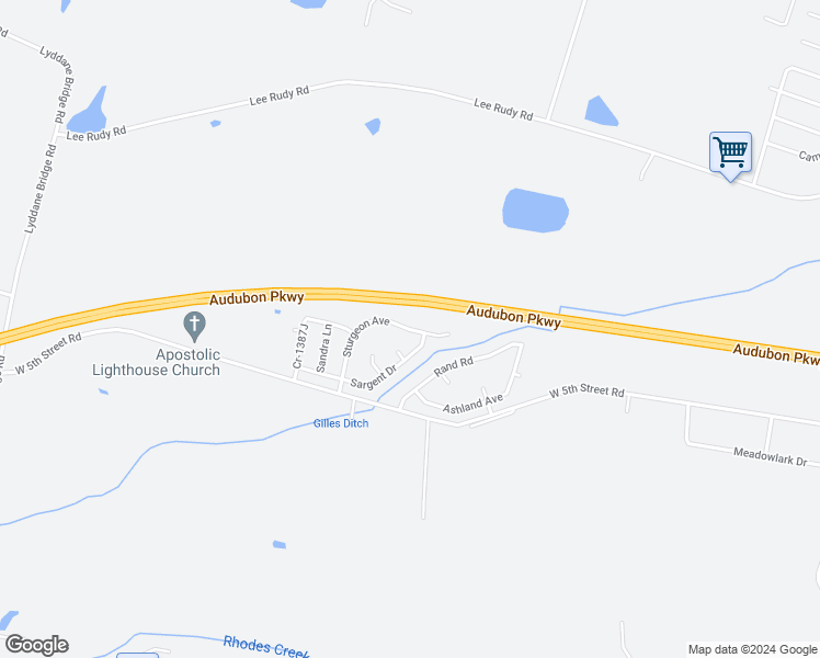 map of restaurants, bars, coffee shops, grocery stores, and more near 730 Sturgeon Avenue in Owensboro