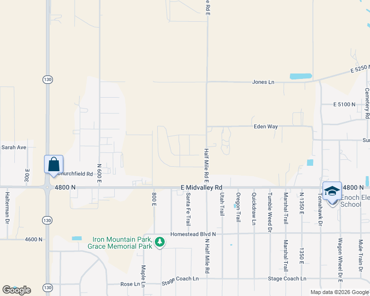 map of restaurants, bars, coffee shops, grocery stores, and more near 4928 North 1000 East in Cedar City