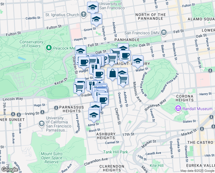 map of restaurants, bars, coffee shops, grocery stores, and more near in San Francisco