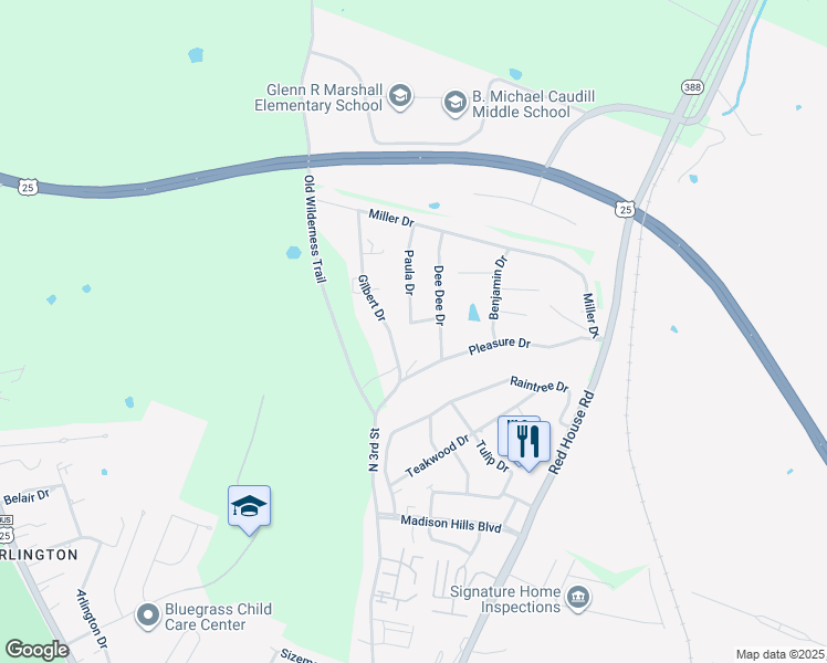 map of restaurants, bars, coffee shops, grocery stores, and more near 1251 Gilbert Drive in Richmond
