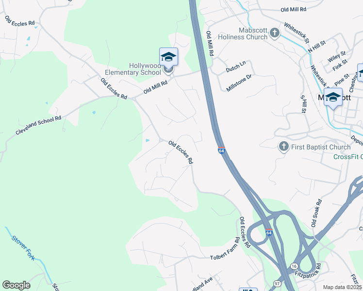 map of restaurants, bars, coffee shops, grocery stores, and more near 509 Old Eccles Road in Beckley