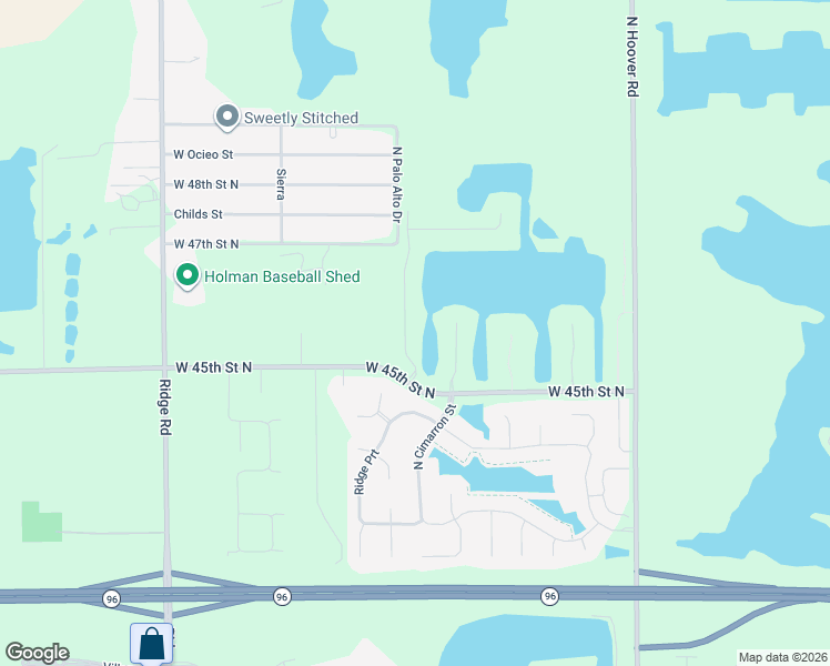 map of restaurants, bars, coffee shops, grocery stores, and more near 6602-6892 West 45th Street North in Wichita