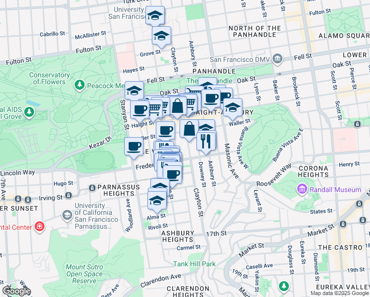 map of restaurants, bars, coffee shops, grocery stores, and more near in San Francisco