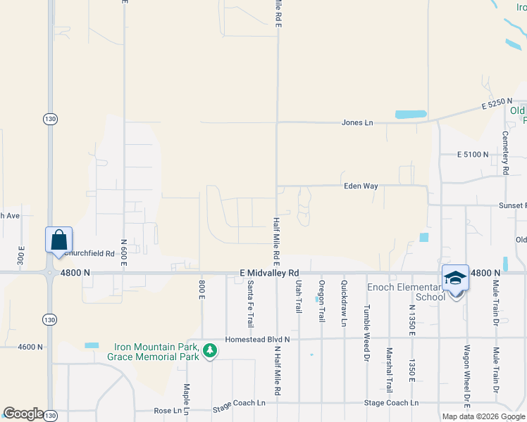 map of restaurants, bars, coffee shops, grocery stores, and more near 4928 North 1000 East in Cedar City