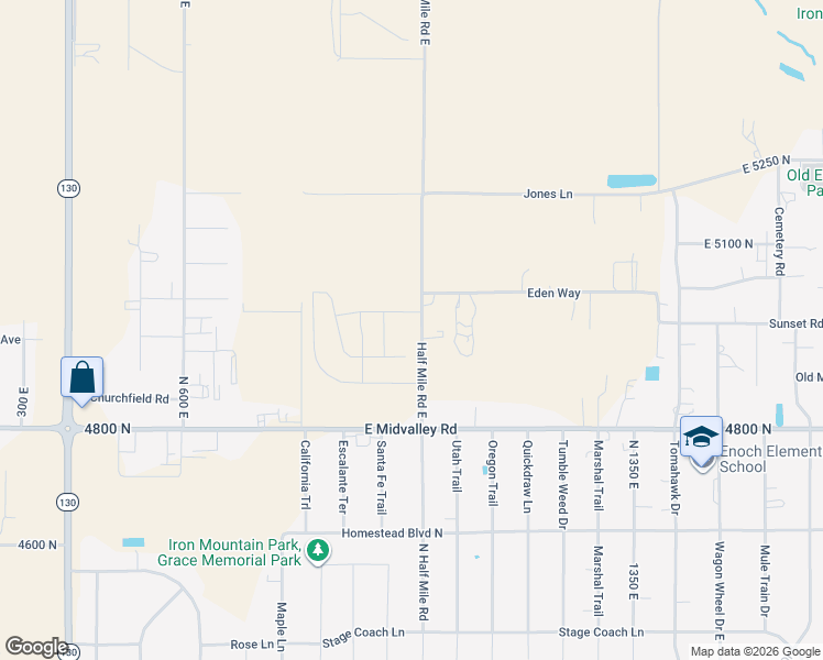map of restaurants, bars, coffee shops, grocery stores, and more near 4996 North 1000 East in Cedar City