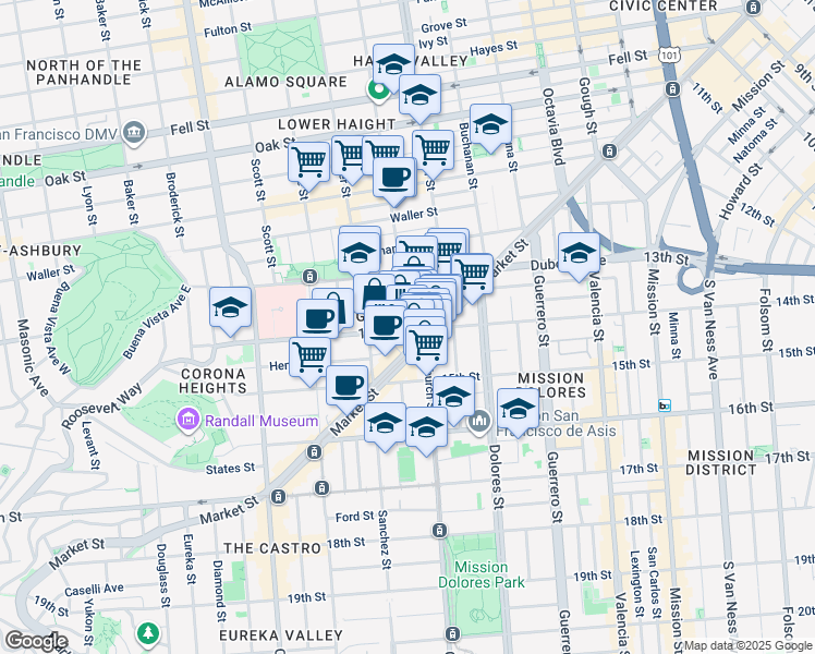 map of restaurants, bars, coffee shops, grocery stores, and more near in San Francisco