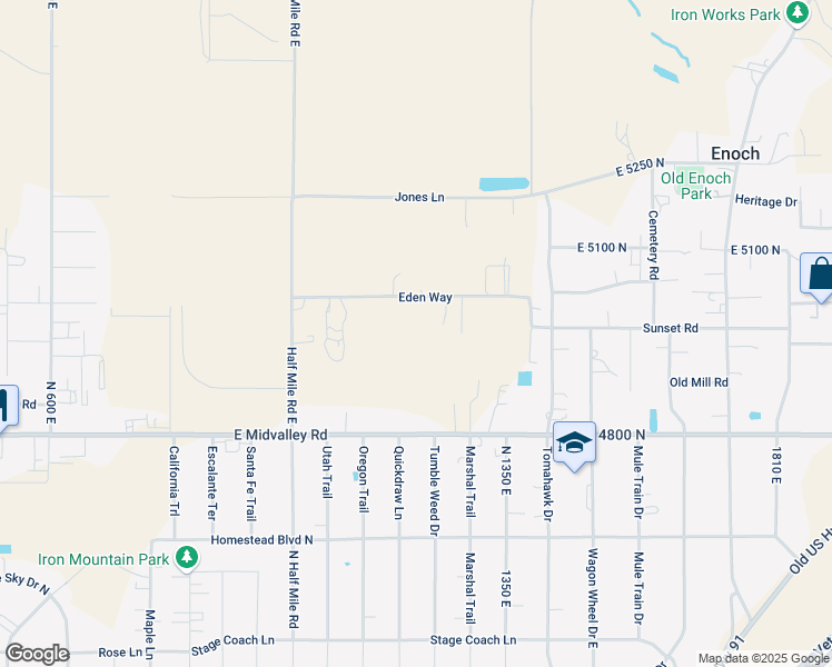 map of restaurants, bars, coffee shops, grocery stores, and more near 1206 East 5000 North in Cedar City