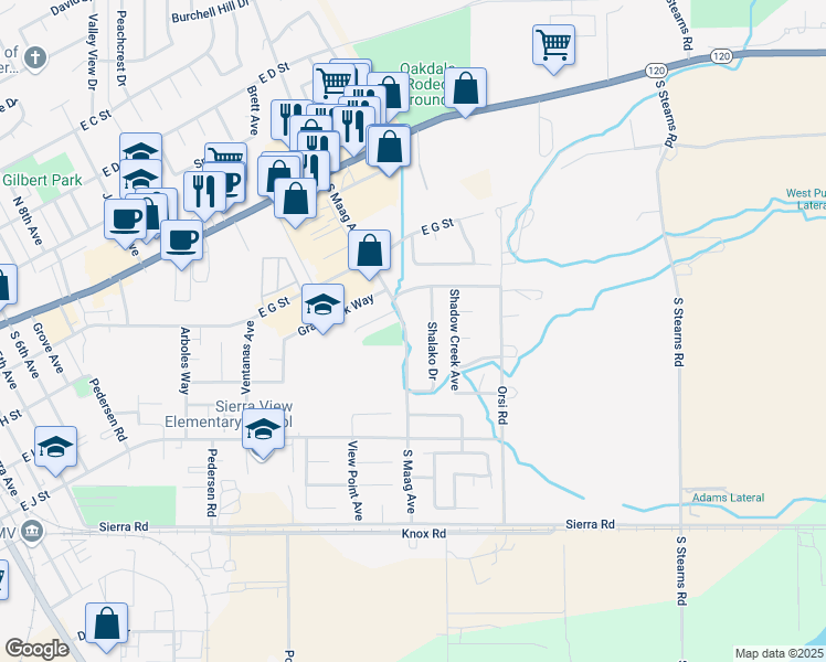 map of restaurants, bars, coffee shops, grocery stores, and more near 377 South Maag Avenue in Oakdale