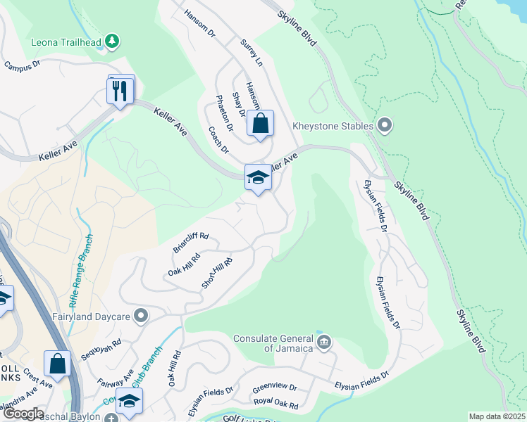 map of restaurants, bars, coffee shops, grocery stores, and more near 9034 McGurrin Road in Oakland