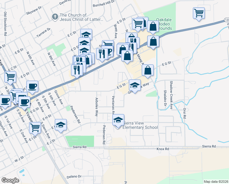 map of restaurants, bars, coffee shops, grocery stores, and more near 101 Little Johns Creek Drive in Oakdale