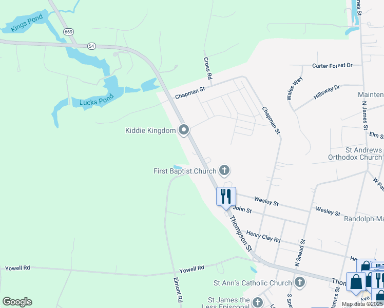 map of restaurants, bars, coffee shops, grocery stores, and more near 819-899 Thompson Street in Ashland