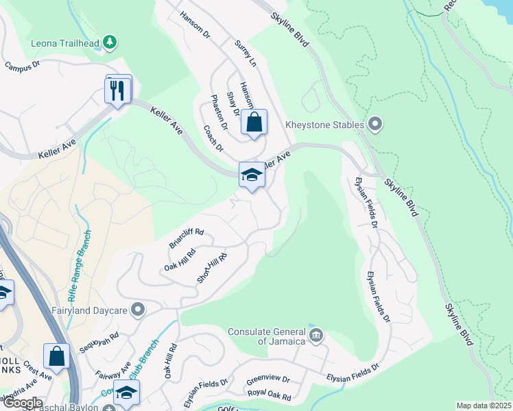 map of restaurants, bars, coffee shops, grocery stores, and more near 9034 McGurrin Road in Oakland