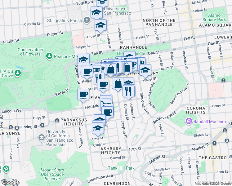 map of restaurants, bars, coffee shops, grocery stores, and more near in San Francisco